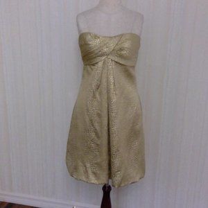 Metallic gold strapless dress by cache